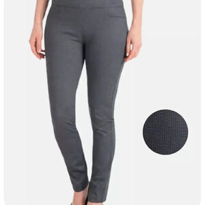 Dalia Ladies' Ponte Pant Small Checkered Plaid Charcoal Gray Blue Black